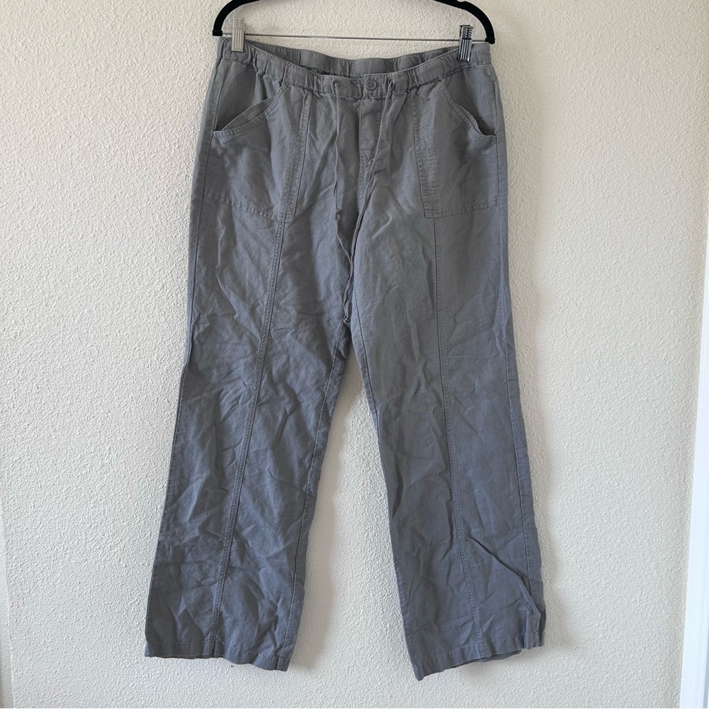 New York & Company Women’s Linen Blend Straight Leg Pants Medium Gray